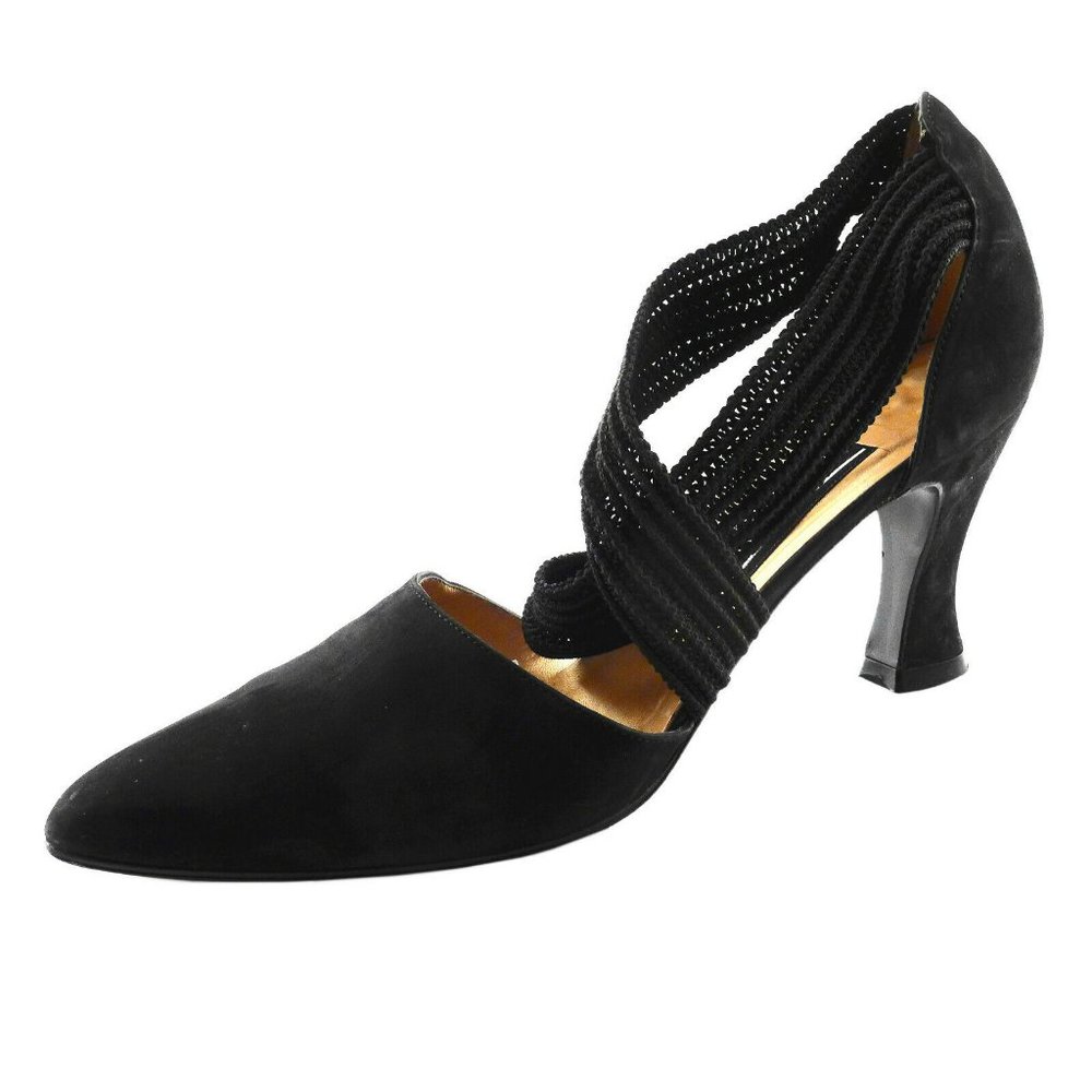 Black Stuart Weitzman Nubuck Elastic Knit Straps … - image 1